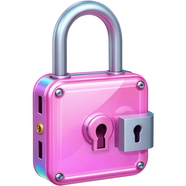 Holographic and glassmorphic pink lock emoji
