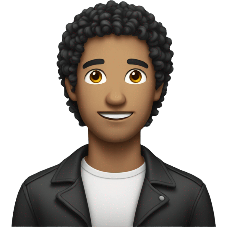 curly-haired man with black hair emoji