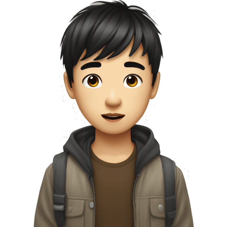 Make me an emoji of a cute art-loving Asian boy image that I can use for my Artboy blog Make your bangs short and long emoji