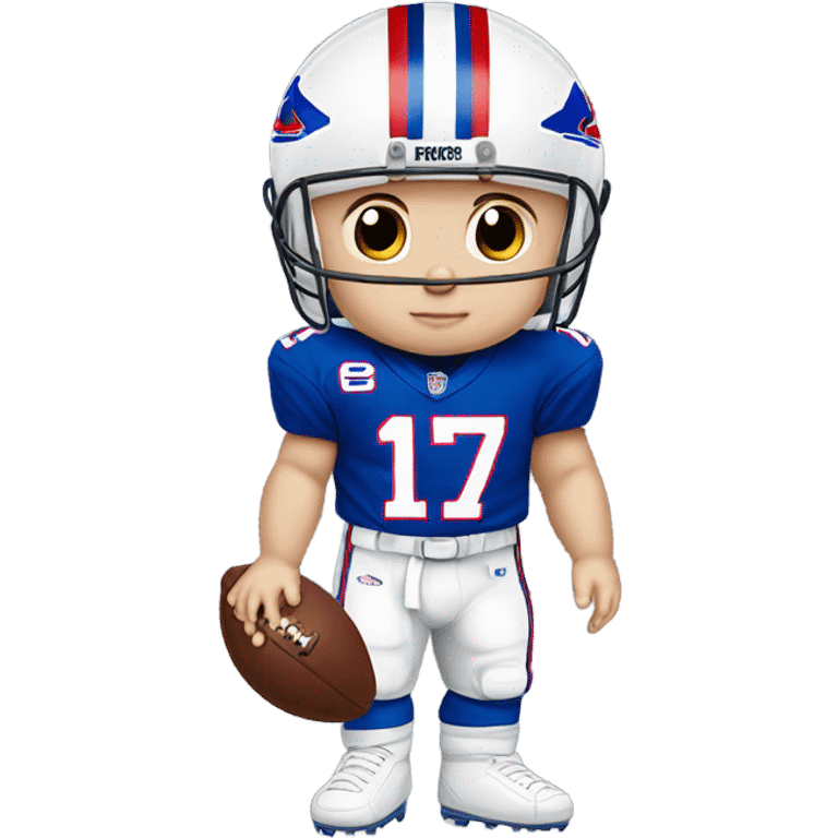 Caucasian baby boy wearing a bills jersey (number 17) emoji