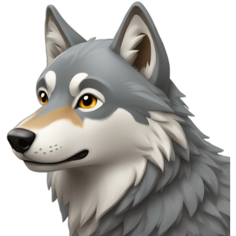 Loup sur oiseau emoji