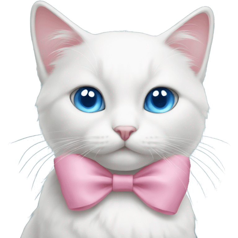 White cat with blue eyes and pink bow  emoji