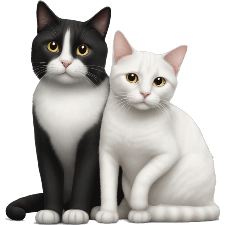 Black and white cat sitting with dirty white cat  emoji