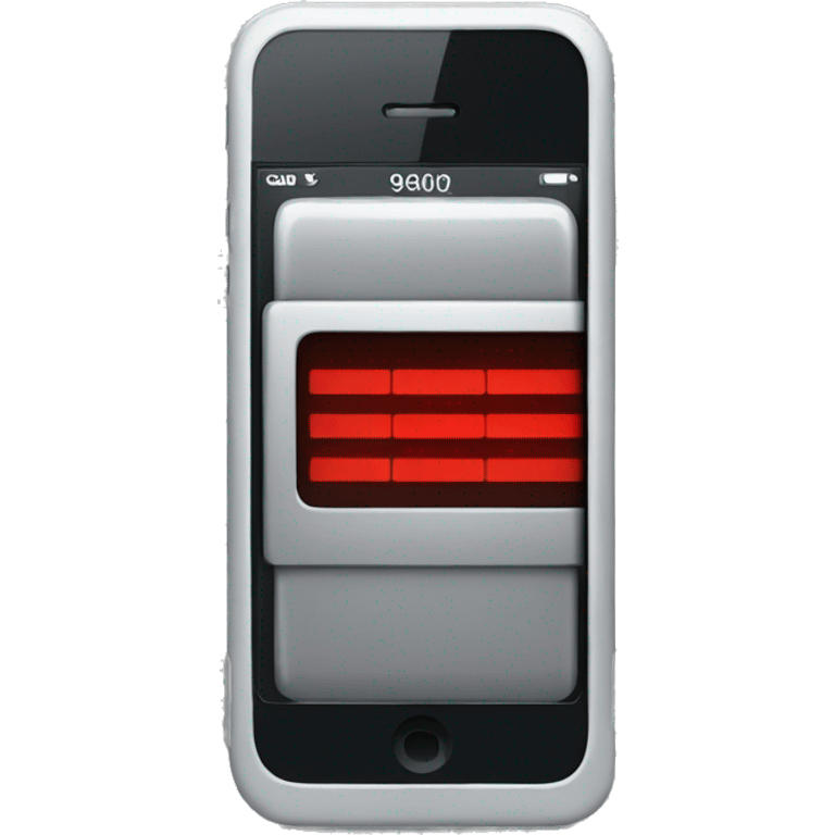 iPhone with a horizontal red bar on the screen. Add the time 99:99 at the top. emoji