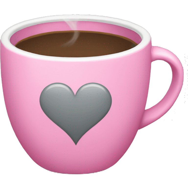 pink coffee cup with grey heart  emoji