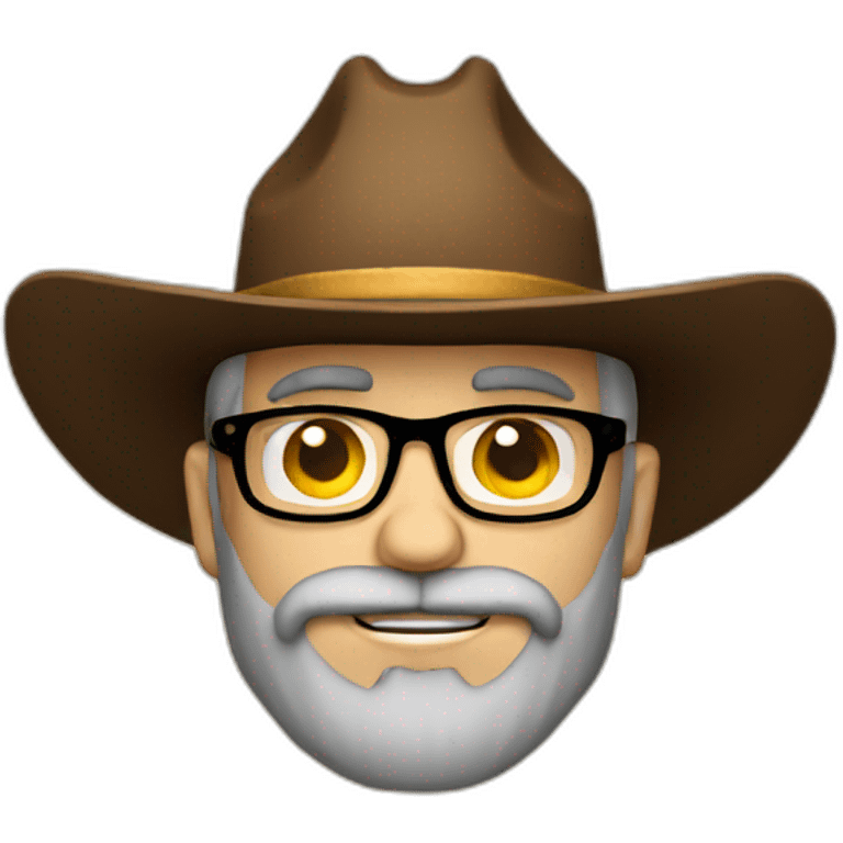 Bearded guy with glasses and cowboy hat sheriff emoji