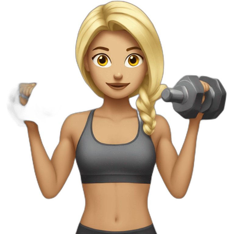 Strong blond girl workout emoji