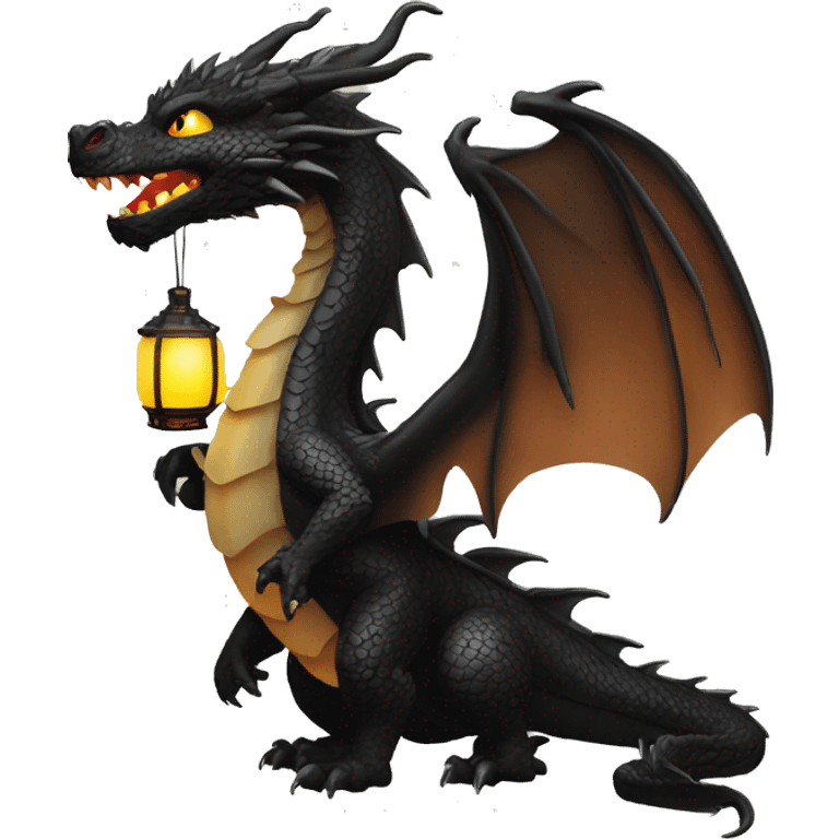 Black Dragon with lanterns on its tail emoji