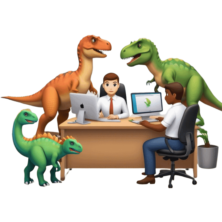 dinosaurs working in an office emoji