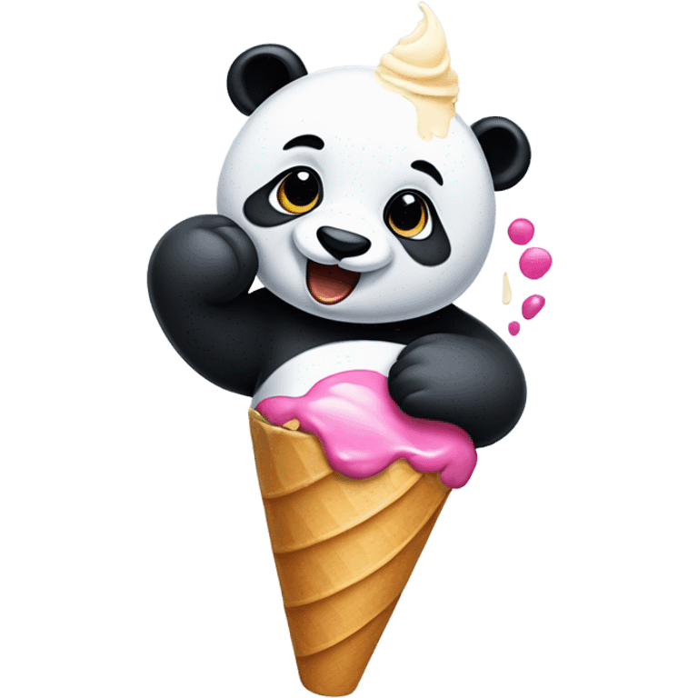 Panda eating ice cream emoji