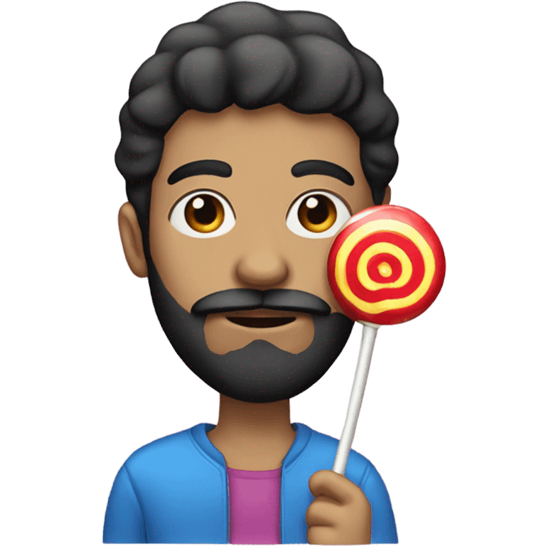 Guy with a black beard and a lollipop  emoji