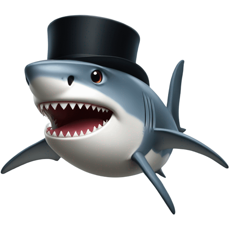 Shark with a top hat emoji