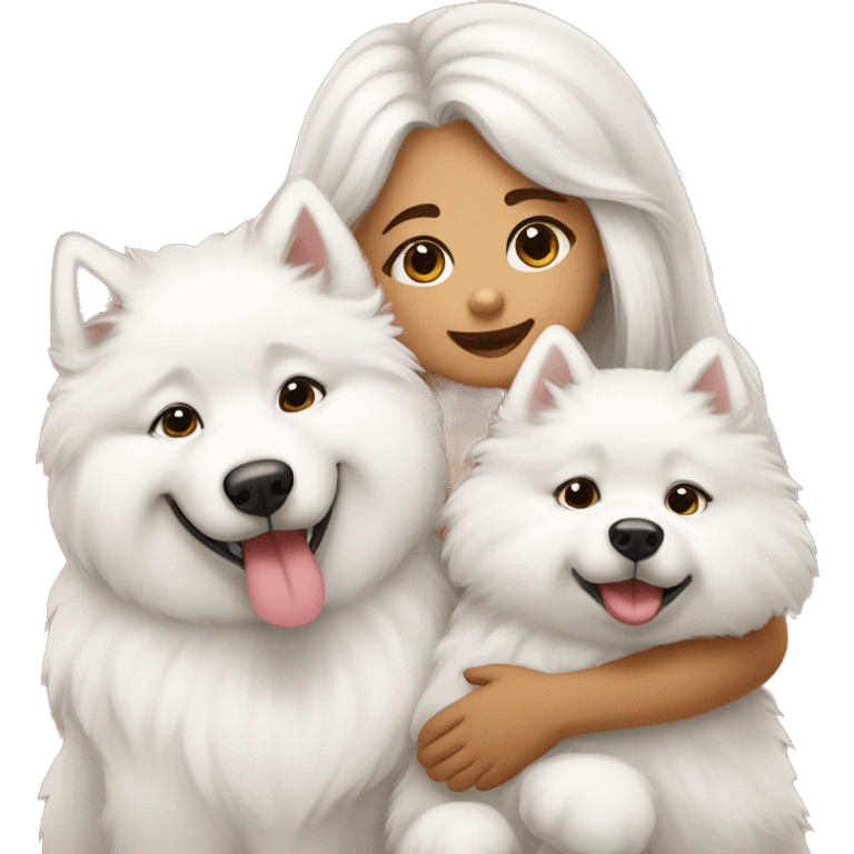 Boy Samoyed  and girl samoyed with babies emoji