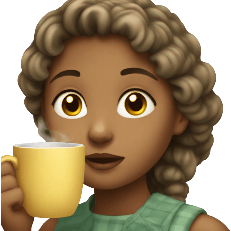 Girl drinking tea  emoji