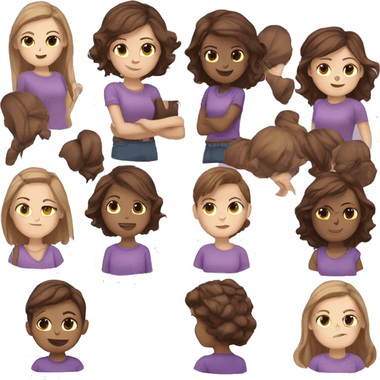 White girl brown hair purple shirt  emoji