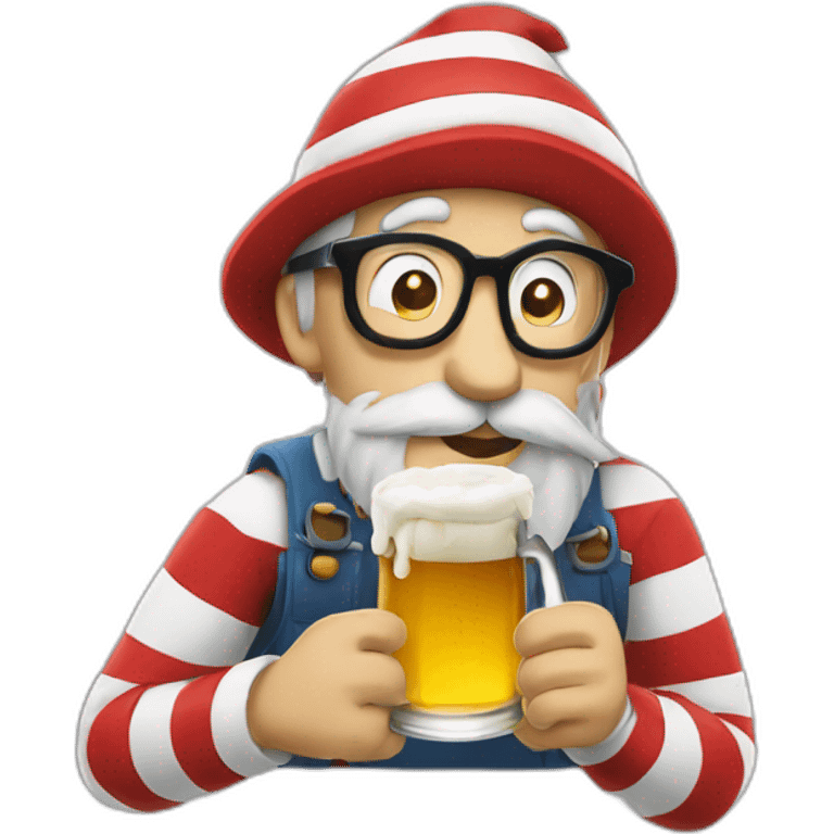 Waldo drinking a beer  emoji