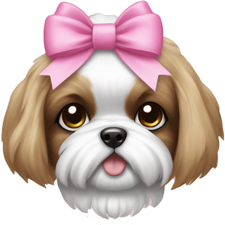 puppy with pink bows, shi tzu, emoji