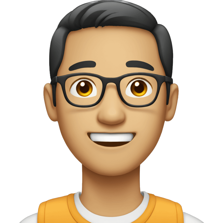 Asian male wearing glasses and braces emoji