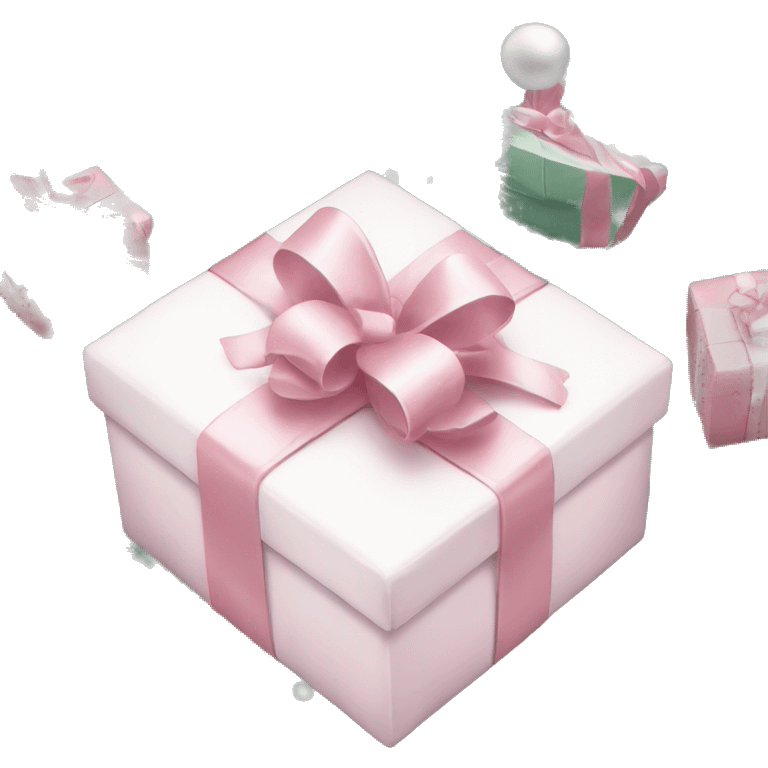 Light pink Christmas gifts under a white Christmas tree  emoji