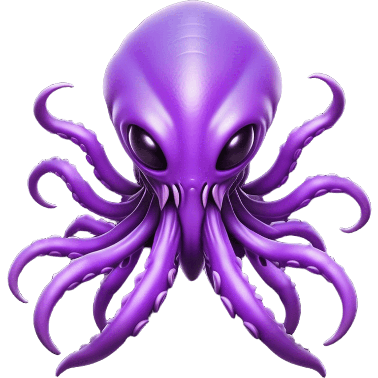 Clash of Clans aesthetic: Cinematic fierce Zerg Alien Emoji, rendered in a 3D vector-style similar to standard emojis with minimal shading and bold, simplified shapes. A compact, isometric, otherworldly creature with insectoid, organic details and subtle, eerie tentacles, softly glowing with a sinister alien charm. Simplified yet unmistakably iconic, highly detailed and consistent, glowing with a soft, spectral radiance and high shine. Stylized with a touch of bio-engineered mischief and a soft glowing outline, capturing the essence of a fearsome extraterrestrial menace with a playful twist! emoji