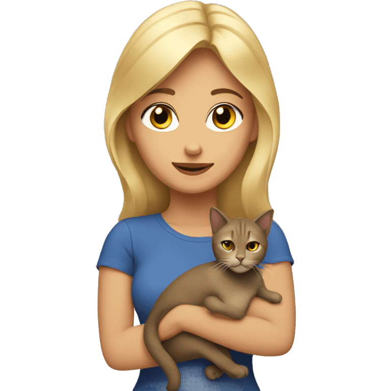 Mujer rubia con un gato emoji