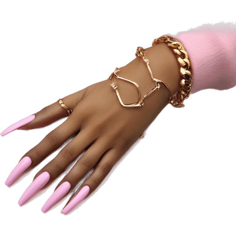 light color hand luxury bracelet pink nails emoji