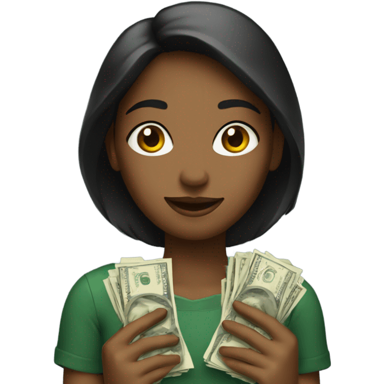 A girl with money emoji