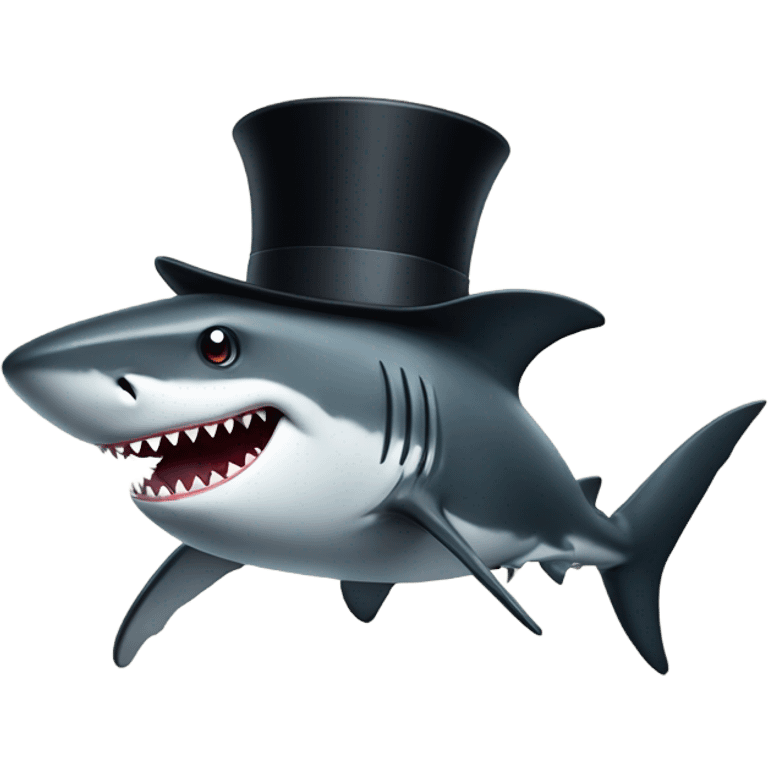 Shark with a top hat emoji