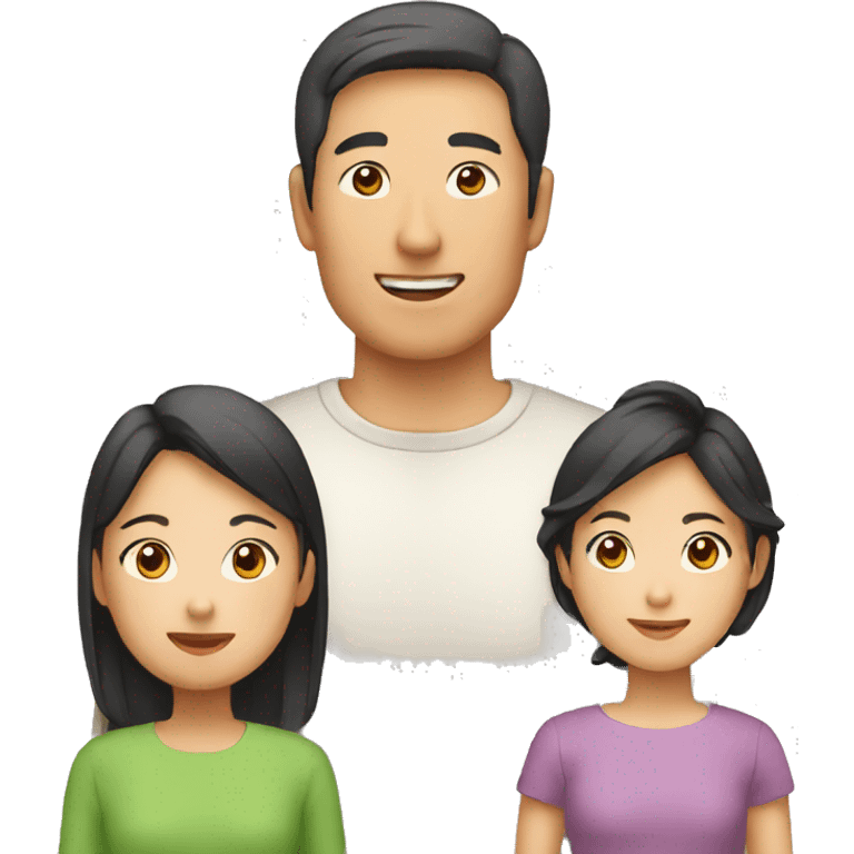 asian dad and european mom, 1 son and 1 daughter, emoji