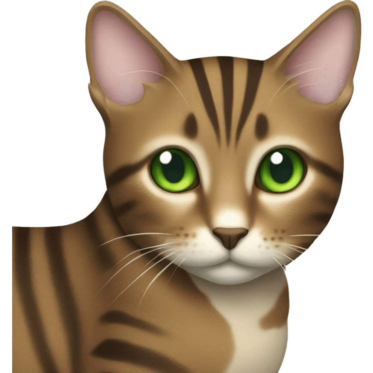 Brown striped cat with green eyes emoji