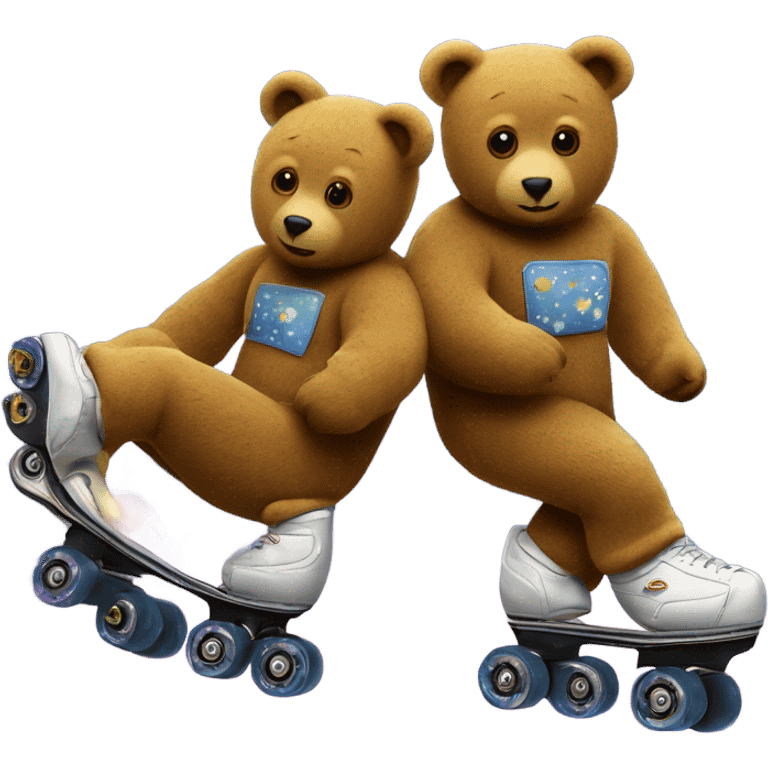 Two bears rollerskate in space emoji