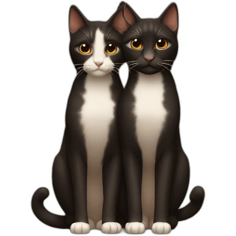 two black and brown cats kiss emoji