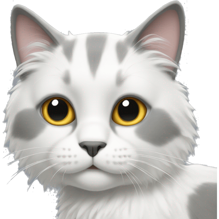 White and grey fluffy cat emoji