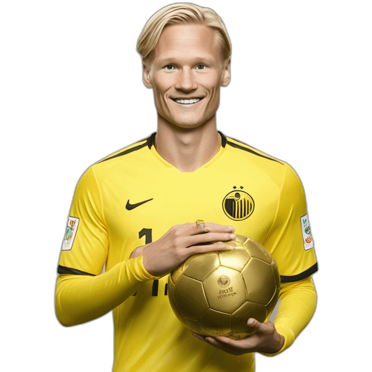 Haaland avec  le ballon d'or emoji