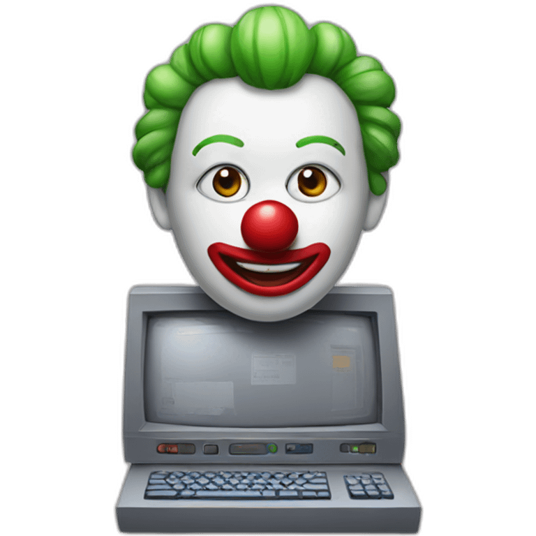 apple computer with clown facepaint emoji