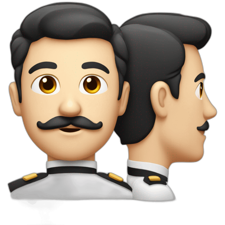 Homme cheveux noirs moustache carré uniforme noir et rouge emoji