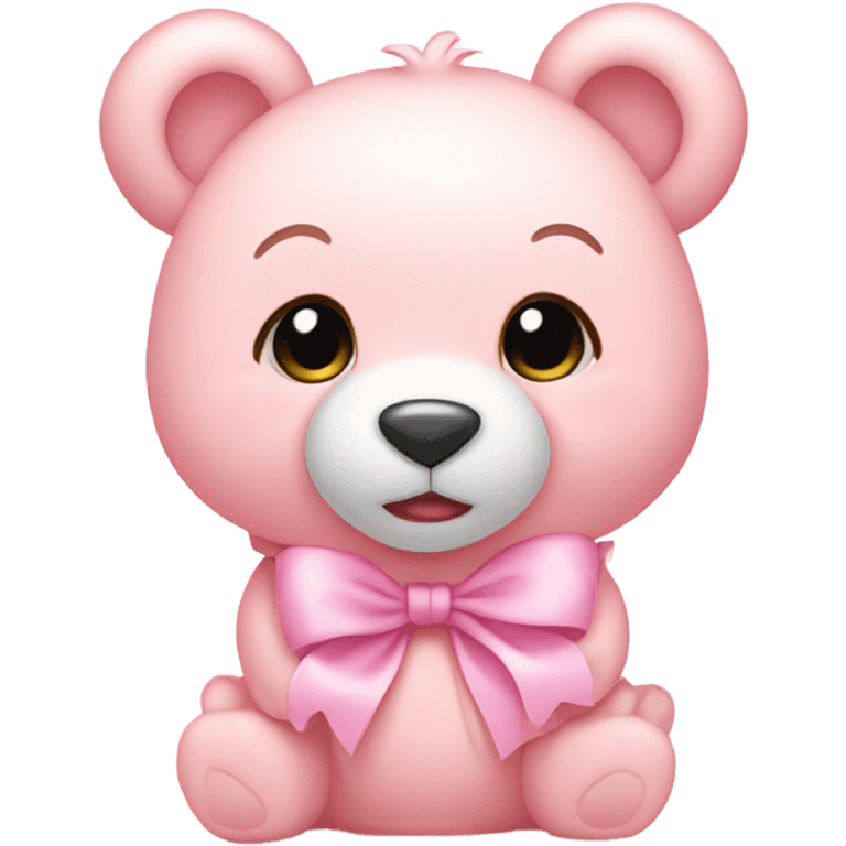 Baby pink bear with light pink bows emoji