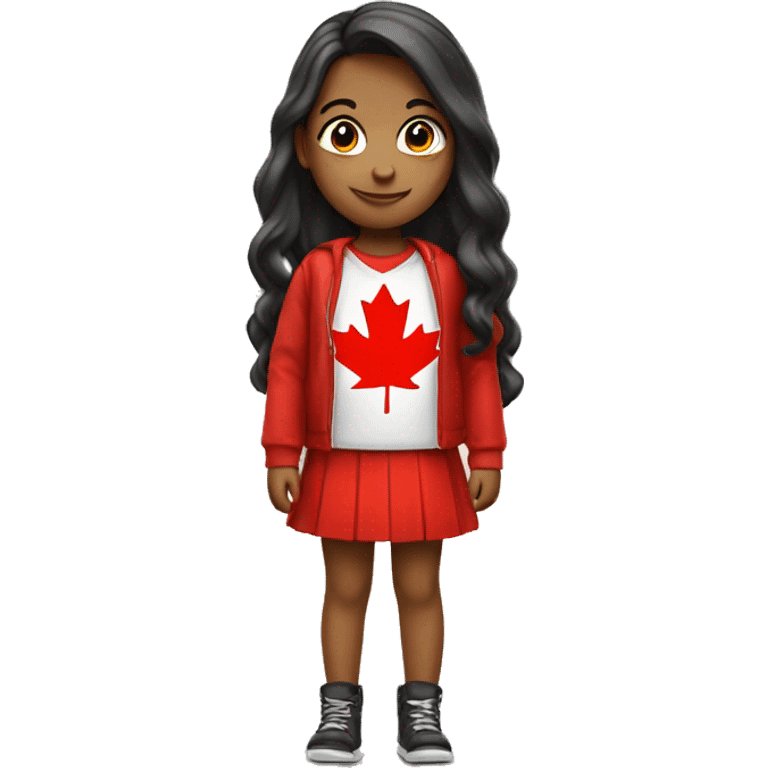 a girl with maple leaf in canada emoji