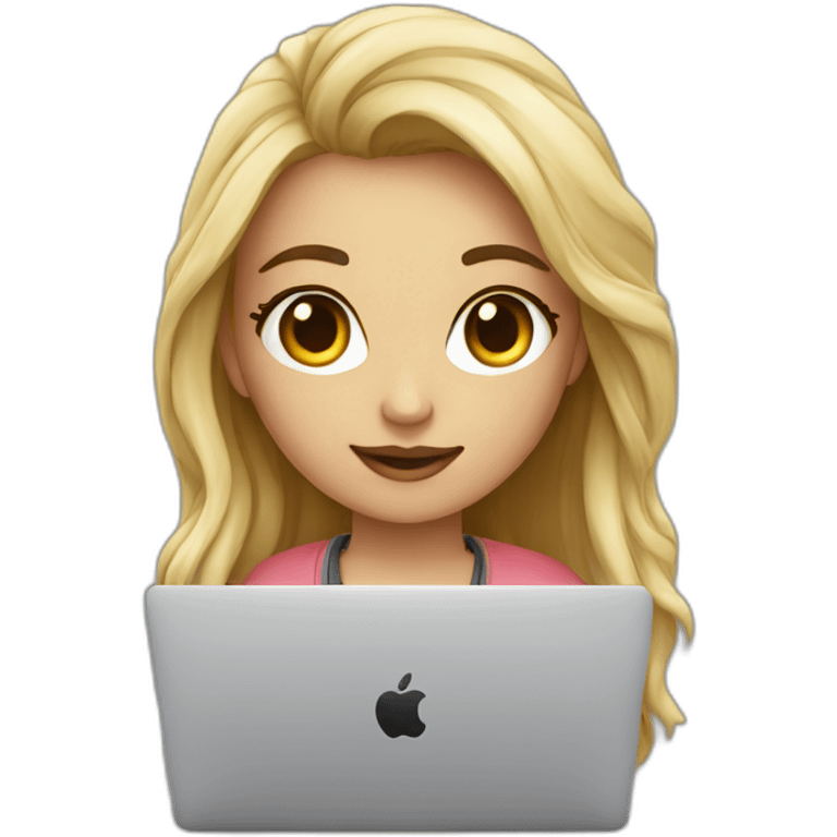 programmer girl beautiful work with MacBook emoji