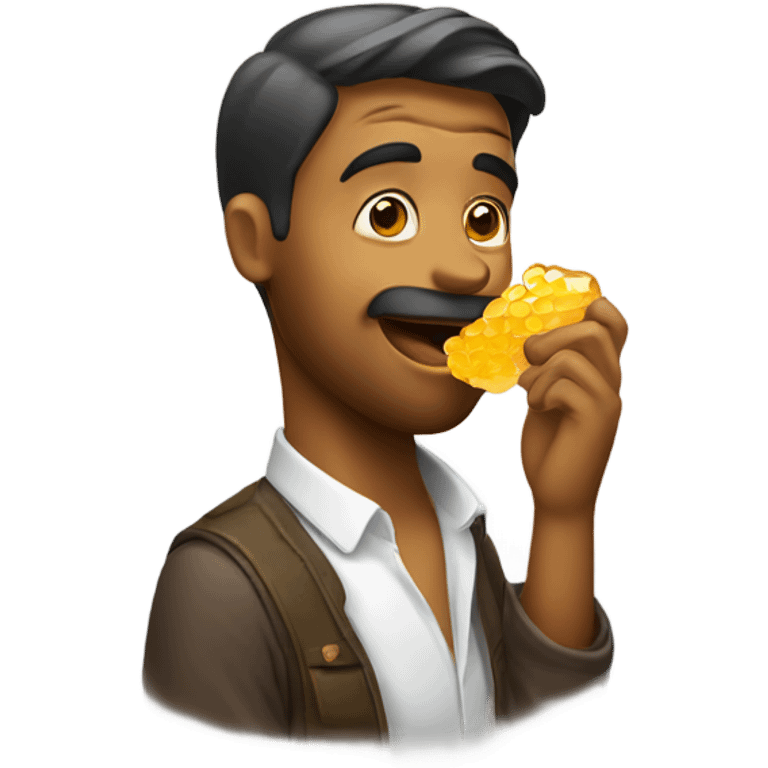 A man licking honey  emoji