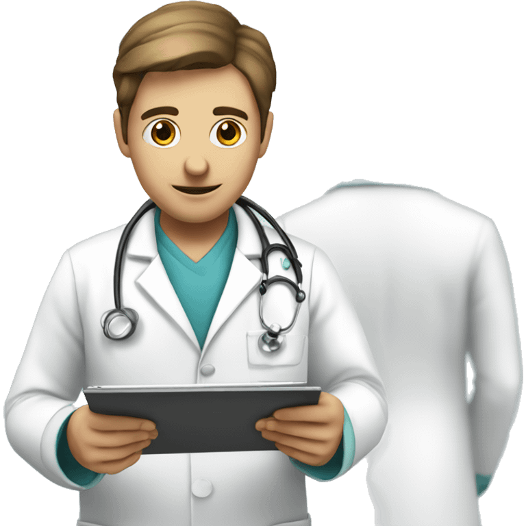 doctor making a diagnosis with a clipboard emoji