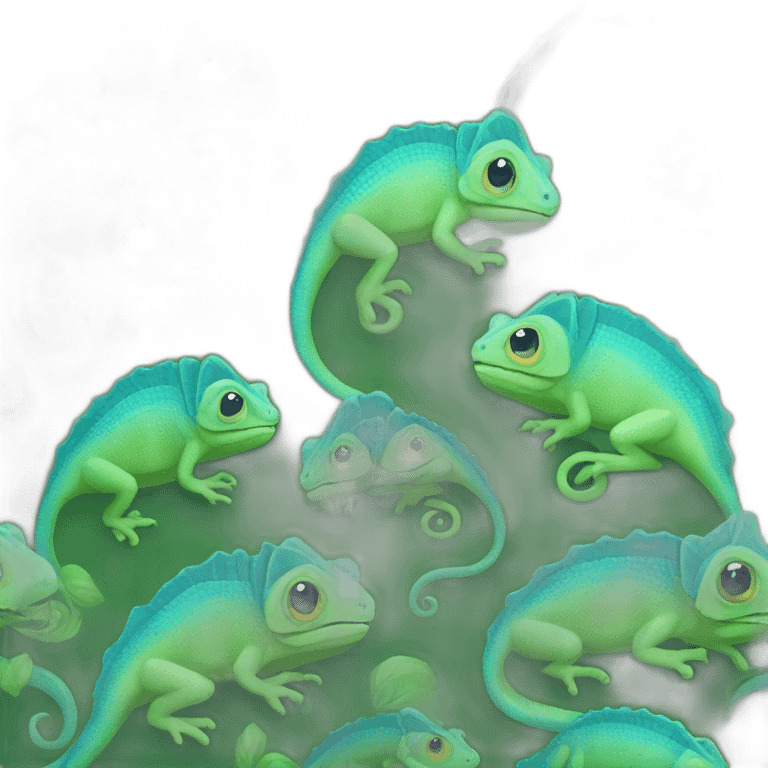 a green and blue chameleon emoji