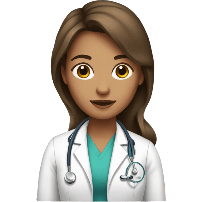 Young woman doctor Work Brown Hair  emoji