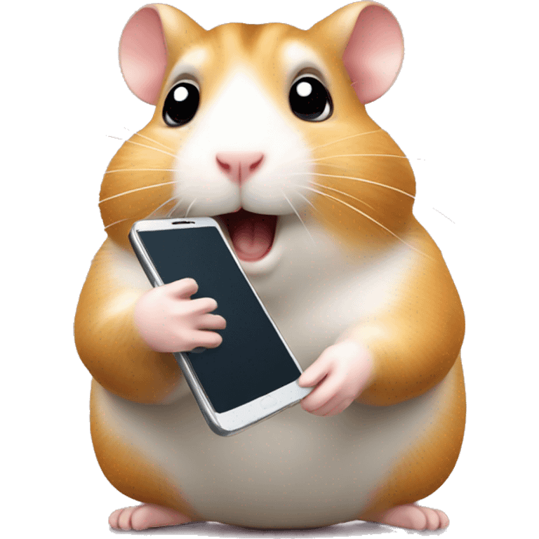 hamster calling on the smartphone emoji