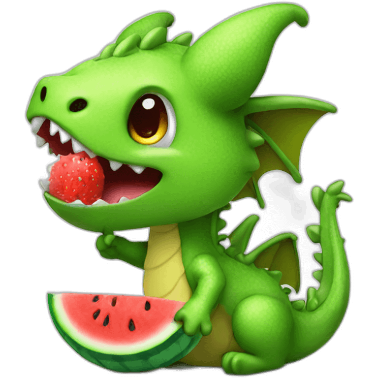 cute dragon eating watermelon emoji