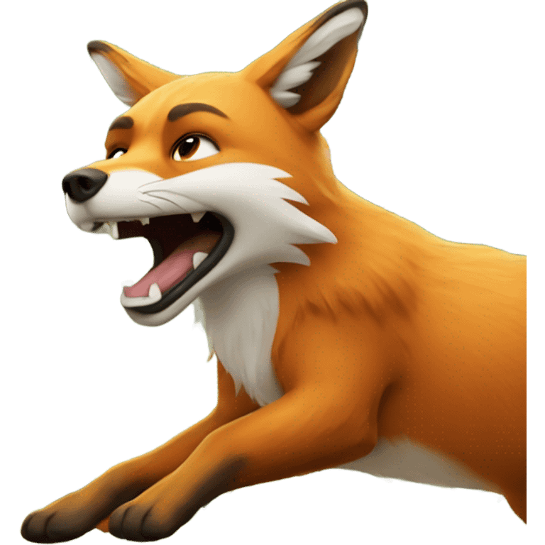 The fox jumped over the dog to get through the fence emoji