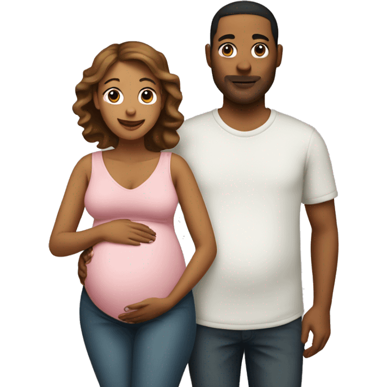 A pregnant woman with her husband  emoji