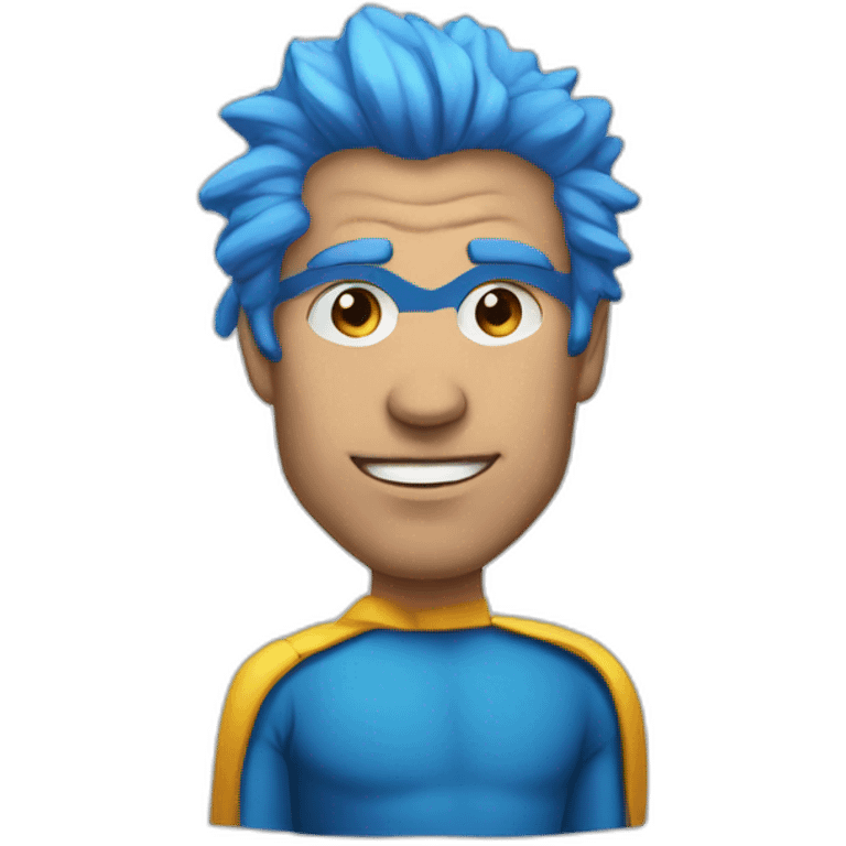 Portrait Super hero man with blue hair emoji