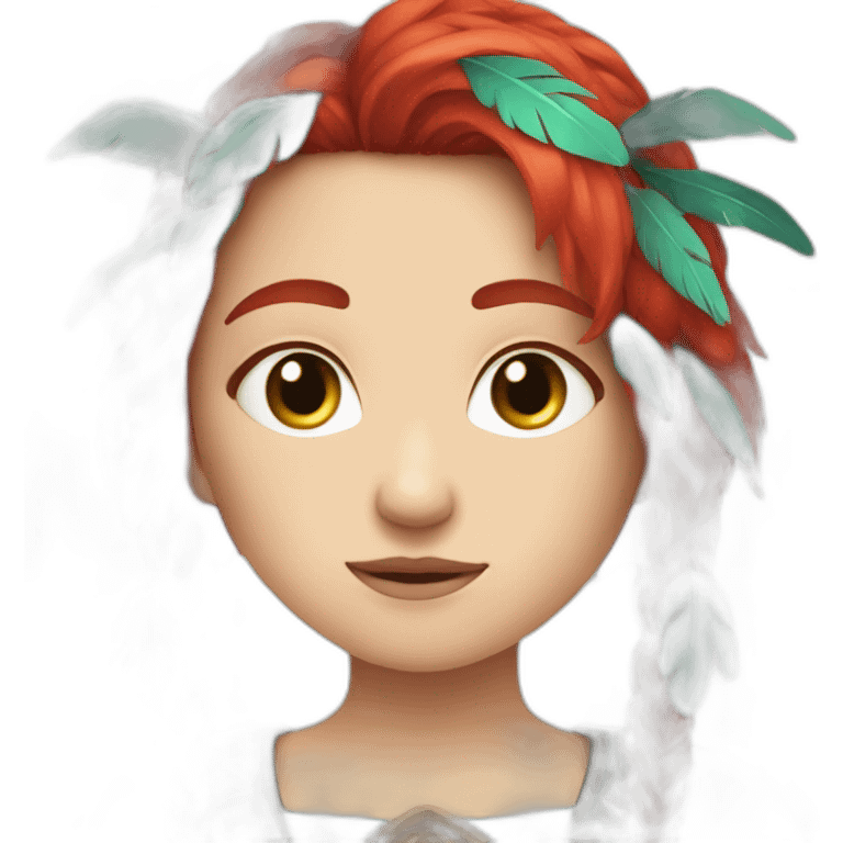 quetzalcuoatl red hairs, blue eye , white skin girl emoji