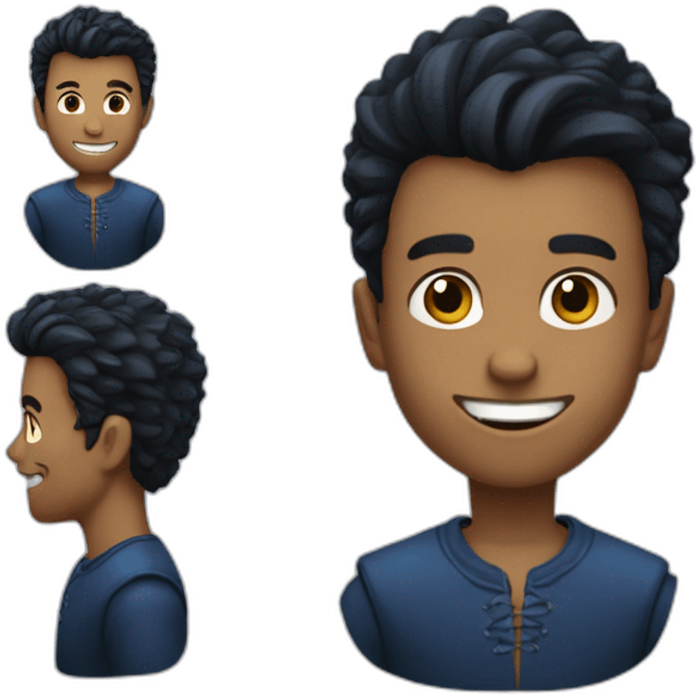 Un jeune homme noir, les cheveux bleus et qui a das dents de vampire. emoji